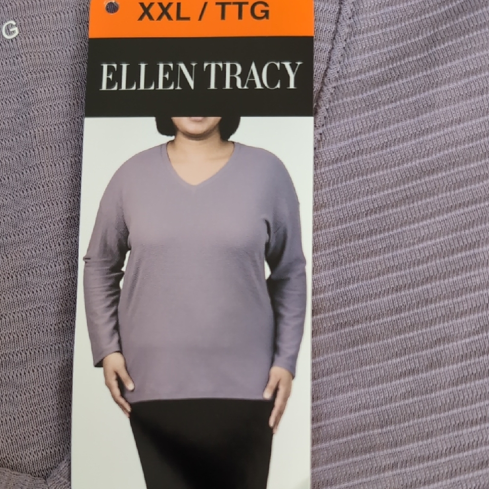 XXL:💜Ellen Tracy Purple V-Neck Sweater